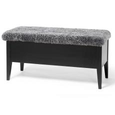 Klinte 90 cm Svartlack Gr&aring; &Auml;kta F&aring;rskinn - Torkelson - Bonus M&ouml;bler