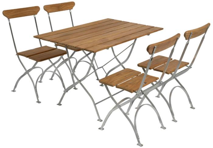 Bild 5, Bryggeribord 110X70 cm Obehandlad Teak / Varmförzinkat Stativ - Grythyttan Stålmöbler - Bonus Möbler