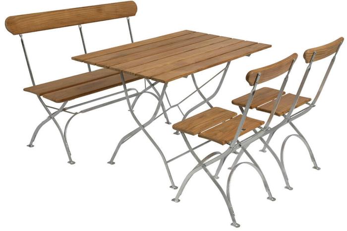 Bild 7, Bryggeribord 110X70 cm Obehandlad Teak / Varmförzinkat Stativ - Grythyttan Stålmöbler - Bonus Möbler
