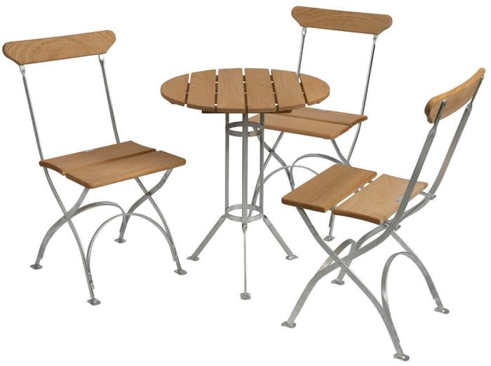 Bild 3, Bryggeri Trefotsbord Ø60 cm Oljad Ek / Varmförzinkat Stativ - Grythyttan Stålmöbler - Bonus Möbler