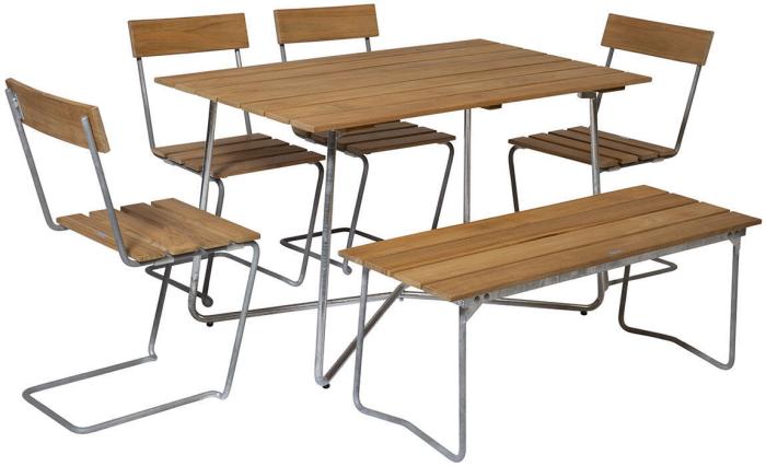 Bild 9, Stol 1 Obehandlad Teak / Varmförzinkat Stativ - Grythyttan Stålmöbler - Bonus Möbler