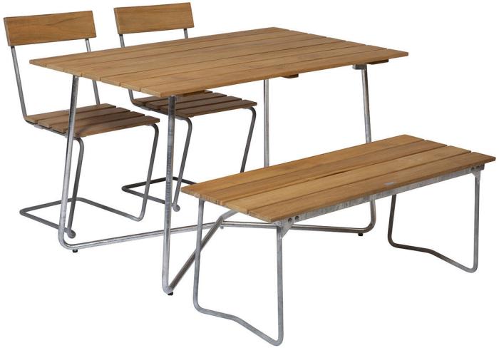Bild 8, Stol 1 Obehandlad Teak / Varmförzinkat Stativ - Grythyttan Stålmöbler - Bonus Möbler