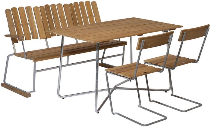 Bild 10, Stol 1 Obehandlad Teak / Varmförzinkat Stativ - Grythyttan Stålmöbler - Bonus Möbler