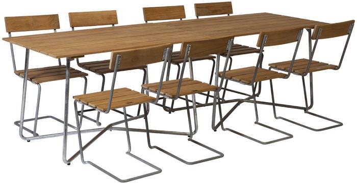 Bild 6, Bord B25A 120x70 cm Obehandlad Teak / Varmförzinkat Stativ - Grythyttan Stålmöbler - Bonus Möbler