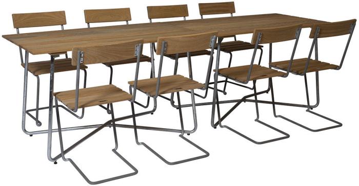 Bild 14, Bord B31 170x92 cm Oljad Ek / Varmförzinkat Stativ - Grythyttan Stålmöbler - Bonus Möbler