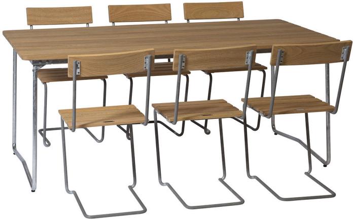 Bild 5, Bord B31 170x92 cm Oljad Ek / Varmförzinkat Stativ - Grythyttan Stålmöbler - Bonus Möbler