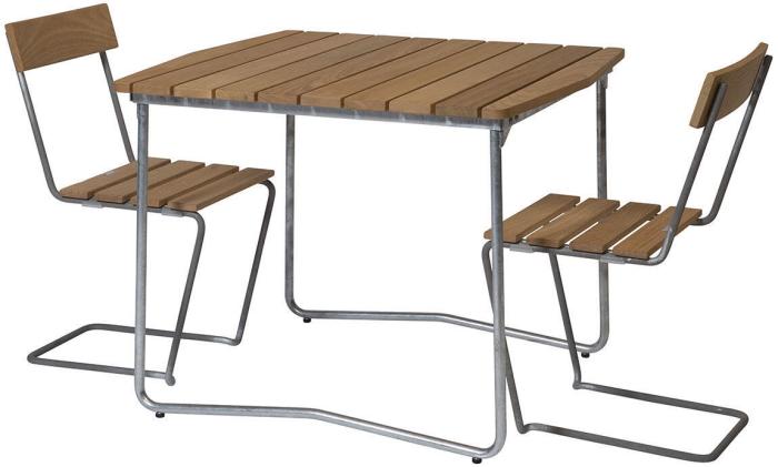 Bild 6, Bord B31 84x92 cm Oljad Ek / Varmförzinkat Stativ - Grythyttan Stålmöbler - Bonus Möbler