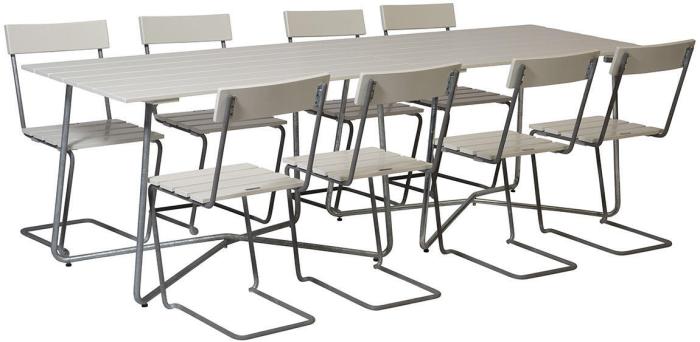 Bild 5, Bord B25A 120x70 cm Vitlackad Ek / Varmförzinkat Stativ - Grythyttan Stålmöbler - Bonus Möbler