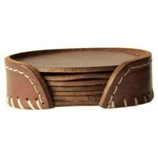 Leather Coasters Pampa Chocolate - Cuero Design - Bonus M&ouml;bler