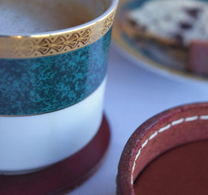Bild 5, Leather Coasters Pampa Chocolate - Cuero Design - Bonus Möbler