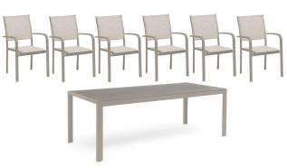 H&aring;nger Keramiskt glas + Karmstolar Sand 210X90 cm + 6 stolar - Hillerstorp - Bonus M&ouml;bler