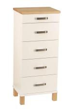 Nadja 40 cm 5 l&aring;dor Tr&auml;ben Vitlackad MDF & Vitoljad Ek - Oscarssons M&ouml;bel - Bonus M&ouml;bler
