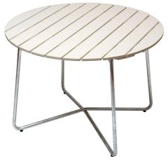 Bord 9A &Oslash;100 cm Vitlackad Ek / Varmf&ouml;rzinkat Stativ - Grythyttan St&aring;lm&ouml;bler - Bonus M&ouml;bler