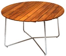 Bord 9A &Oslash;120 cm Obehandlad Teak / Varmf&ouml;rzinkat Stativ - Grythyttan St&aring;lm&ouml;bler - Bonus M&ouml;bler