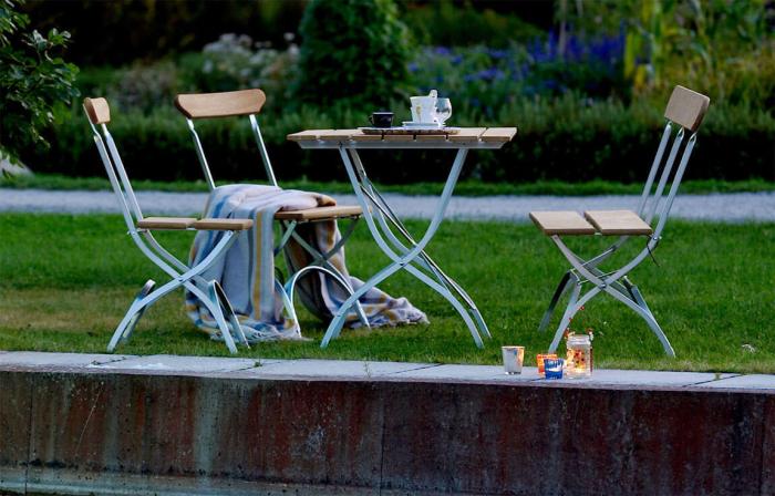 Bild 6, Bryggeristol Oljad Ek / Varmförzinkat Stativ - Grythyttan Stålmöbler - Bonus Möbler