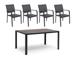 H&aring;nger Keramiskt glas + Karmstolar Svart 140X90 cm + 4 stolar - Slasken - Bonus M&ouml;bler