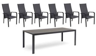 H&aring;nger Keramiskt glas + Positionsf&aring;t&ouml;ljer Svart 210X90 cm + 6 stolar - Hillerstorp - Bonus M&ouml;bler