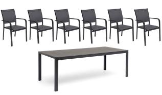 H&aring;nger Keramiskt glas + Karmstolar Svart 210X90 cm + 6 stolar - Hillerstorp - Bonus M&ouml;bler