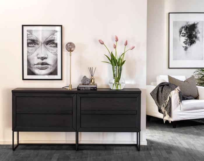 Bild 3, Everett 160 cm Svartlackad ek / Svart - Rowico Home - Bonus Möbler