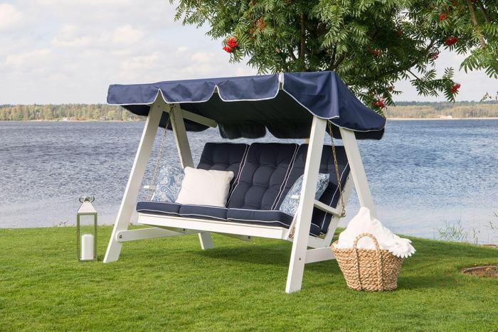 Bild 5, Texas 90 Hög 56 cm bred Navy med vit kant polyester - Hillerstorp - Bonus Möbler